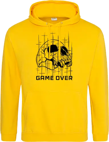 GAME_OVER // NULL_BLACK - Game Over, Skull, Totenkopf, Dunkelheit, Nichts, Void, Horror Art, Cyberpunk, Glitch Art, Retro Gaming, Geek, Nerd, Arcade, LAN Party, Streamer, Null Black, Techwear, Dark Gaming, Gaming Shirt, Retro Games, Vector Art - Standard Hoodie