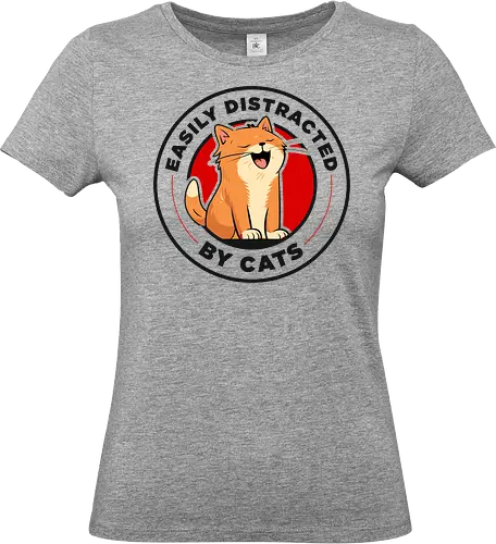Katzen Lenken Mich Leicht Ab Lustiges Katzenliebhaber Design  - Katzenliebhaber, lustige Katze, leicht abgelenkt von Katzen, Geschenk Katzenmama, Geschenk Katzenpapa, orange Tabby Katze, süßes Katzendesign, Katzen Abzeichen Logo, Retro Katze, verrückte Katzenfrau, Geschenk Katzenbesitzer, Tierliebhaber, Katzenhumor, lustiges Tierzitat, Geschenk für Katzenmenschen, Tabby Katzenliebhaber, katzenverrückt, Geschenk für Katzenliebhaber, Tierfreund, Katzenfan, süßes Kätzchen Design, Katzenzitat, Vintage Abzeichen Katze, Geburtstagsgeschenk Katzenliebhaber, Geschenk Tiermama - Standard T-Shirt (Frauen)
