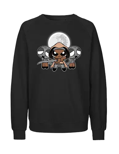 Chibi Samurai Girl - Zombie Apocalypse Cute Art - chibi zombie samurai art, cute apocalypse girl tee, kawaii zombie warrior art, sword girl chibi print, full moon zombie art, cute horror chibi tshirt, chibi warrior cartoon art, zombie pets cute art, anime chibi horror girl, cartoon zombie mashup, cute samurai girl shirt, apocalypse cartoon art, chibi sword warrior tee, kawaii horror geek art, Michonne, Walking Dead, Powerpuff Girls - Fairtrade Sweatshirt