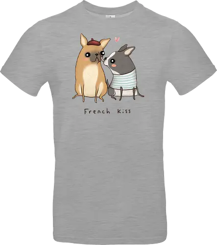 Süßes Hundepaar Baskenmütze Gestreiftes Shirt Herz