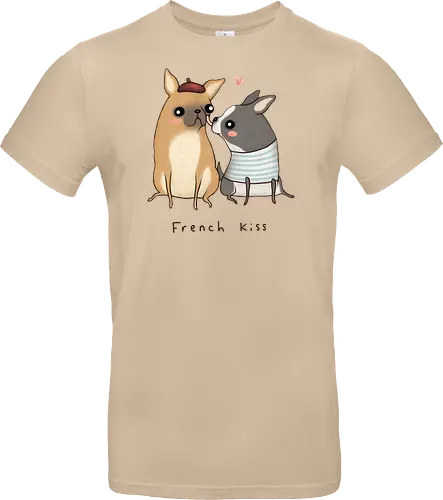 Süßes Hundepaar Baskenmütze Gestreiftes Shirt Herz
