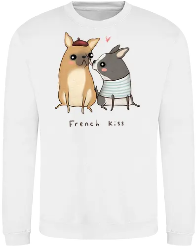 Süßes Hundepaar Baskenmütze Gestreiftes Shirt Herz