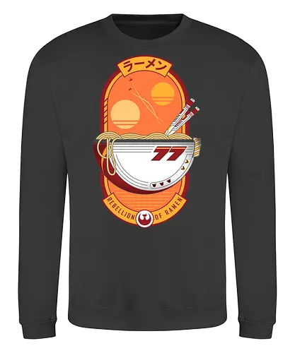 Rebellion of Ramen for Scifi Lovers - japanese, mashup, movie, noodles, ramen noodles, rebel, rebellion, science, scfi, space, sunset, 1977, retro - Sweatshirt