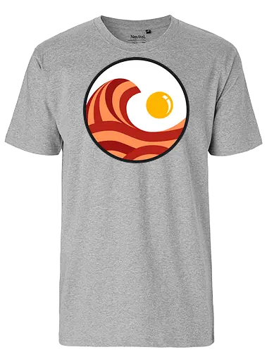 The Great Wave of Breakfast - breakfast, abstract, bacon, bacon and eggs, egg, food, hokusai, japan, kanagawa, landscape, minimal, sun, wave, bacon lover, bacon lovers - Fairtrade T-Shirt