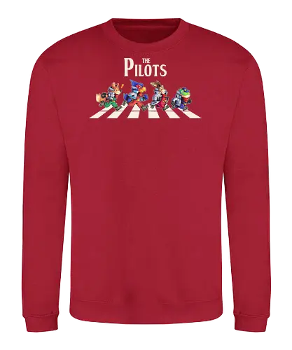 The Pilots - star fox, fox, abbey road, pilots, falco, switch, smash bros, smash, bros, Falco, Slippy, Peppy, Fox McCloud, rock, music, parody - Sweatshirt