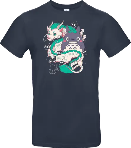 Magical Beings - fantasy, magic, spirits, dragon, forest, kawaii, cute, anime, manga, yokai, creatures, mythical, legend, fantastic, whimsical, adventure, nature, forestcore, cottagecore, spirit, cartoon, illustration, aesthetic, retro, nostalgia, magical, cozy, dreamy, folklore - Standard T-Shirt