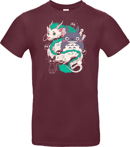 Magical Beings - fantasy, magic, spirits, dragon, forest, kawaii, cute, anime, manga, yokai, creatures, mythical, legend, fantastic, whimsical, adventure, nature, forestcore, cottagecore, spirit, cartoon, illustration, aesthetic, retro, nostalgia, magical, cozy, dreamy, folklore - Standard T-Shirt
