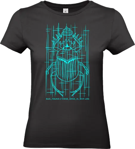CODE_BASE_IS_SHIT // #00FFFF - cyberpunk, code, programming, nerd, rrg.exe, shit code, tech humor, developer, admin, bug, scarab, computer bug, dark art, glitch, geek - Standard T-Shirt (Frauen)