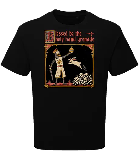 King Rabbit Medieval - King, King Arthur, Rabbit, Medieval, Classic Movie, Classic, Classic Movies, British, Comedy, Movies, Movie, Fantasy, Adventure, Rpg, Fun, Funny, Holy Grail, Skull, Bones - Oversize T-Shirt
