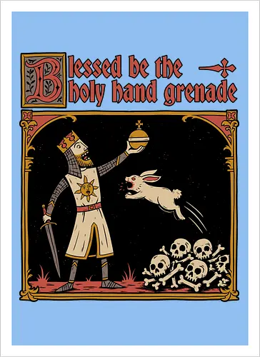 King Rabbit Medieval - King, King Arthur, Rabbit, Medieval, Classic Movie, Classic, Classic Movies, British, Comedy, Movies, Movie, Fantasy, Adventure, Rpg, Fun, Funny, Holy Grail, Skull, Bones - Kunstdruck