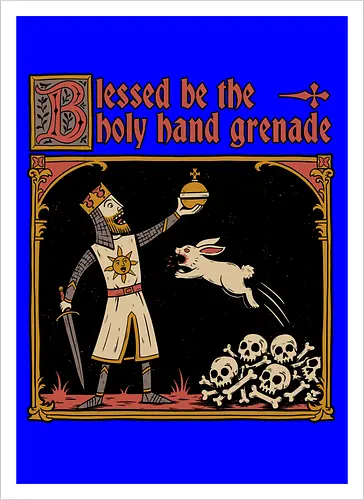 King Rabbit Medieval - King, King Arthur, Rabbit, Medieval, Classic Movie, Classic, Classic Movies, British, Comedy, Movies, Movie, Fantasy, Adventure, Rpg, Fun, Funny, Holy Grail, Skull, Bones - Kunstdruck