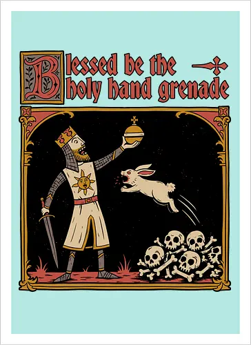 King Rabbit Medieval - King, King Arthur, Rabbit, Medieval, Classic Movie, Classic, Classic Movies, British, Comedy, Movies, Movie, Fantasy, Adventure, Rpg, Fun, Funny, Holy Grail, Skull, Bones - Kunstdruck