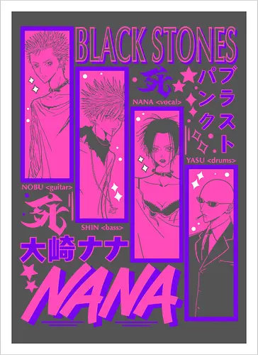 NANA Black Stones Blast Punk Band Poster - Nana Osaki, Black Stones, BLAST punk band, Ai Yazawa manga, punk rock anime, anime band merch, otaku gift, shoujo punk aesthetic - Kunstdruck