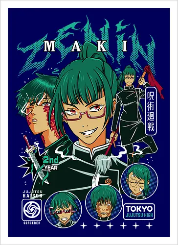 Maki Zenin Jujutsu Warrior Spirit - maki zenin, Jujutsu, strong female character, shonen warrior, anime girl power, manga illustration, jjk gift, weeb apparel - Kunstdruck