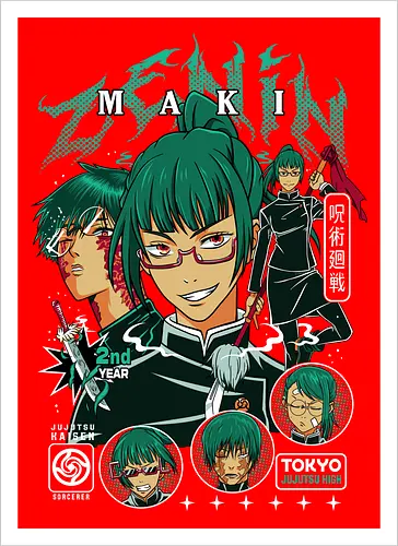 Maki Zenin Jujutsu Warrior Spirit - maki zenin, Jujutsu, strong female character, shonen warrior, anime girl power, manga illustration, jjk gift, weeb apparel - Kunstdruck