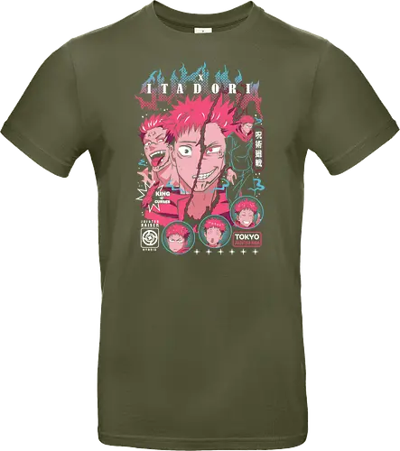 Sukuna Itadori JJK King of Curses Reigns - sukuna, yuji itadori, Jujutsu, king of curses, cursed energy anime, dual character art, jjk manga fan, dark shonen gift - Standard T-Shirt
