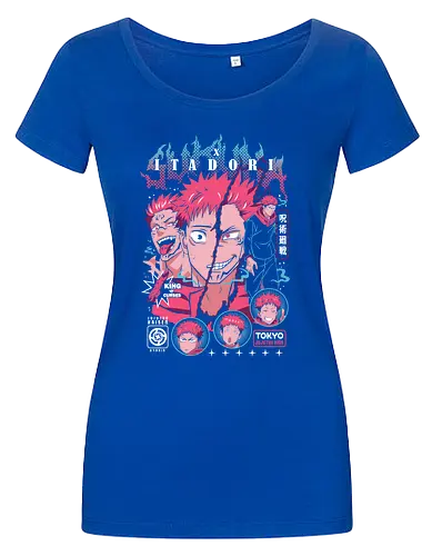 Sukuna Itadori JJK King of Curses Reigns - sukuna, yuji itadori, Jujutsu, king of curses, cursed energy anime, dual character art, jjk manga fan, dark shonen gift - Damen T-Shirt