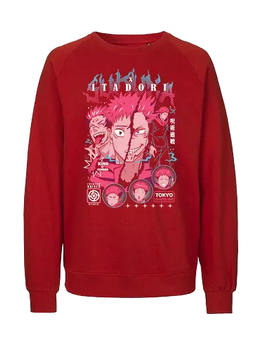 Sukuna Itadori JJK King of Curses Reigns - sukuna, yuji itadori, Jujutsu, king of curses, cursed energy anime, dual character art, jjk manga fan, dark shonen gift - Fairtrade Sweatshirt