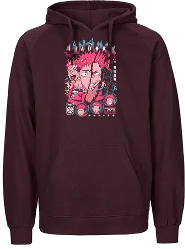 Sukuna Itadori JJK King of Curses Reigns - sukuna, yuji itadori, Jujutsu, king of curses, cursed energy anime, dual character art, jjk manga fan, dark shonen gift - Fairtrade Hoodie