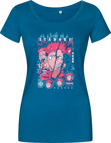 Sukuna Itadori JJK King of Curses Reigns - sukuna, yuji itadori, Jujutsu, king of curses, cursed energy anime, dual character art, jjk manga fan, dark shonen gift - Damen T-Shirt