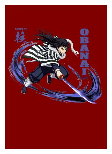 Slayer Obanai Iguro Serpent Hashira Anime Design - Slayer, Obanai, Obanai Iguro, Serpent Hashira, Hashira, Anime, Manga, Kimetsu no Yaiba, Otaku, Japan Anime, Anime Fan, Schlange, Geschenk Anime, Geek - Kunstdruck
