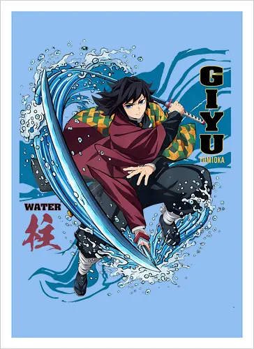 Slayer Giyu Tomioka Water Hashira Anime Design - Slayer, Giyu, Giyu Tomioka, Water Hashira, Hashira, Anime, Manga, Kimetsu no Yaiba, Otaku, Japan Anime, Anime Fan, Wasser, Geschenk Anime, Geek - Kunstdruck