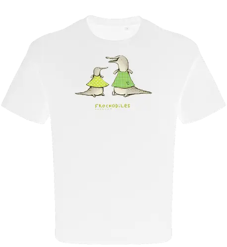 Zwei Graue Krokodile Bunte Kleider Süßes Wortspiel - Krokodile in bunten Kleidern, tierisches Wortspiel, Punkte Karo Krokodil, tierische Humor Illustration, handgefertigte Skizzen Kunst, süßes Mode Krokodil, kreativer Tier Druck, visueller Humor Tier, Krokodil Liebhaber Geschenk, lustiges Tier Shirt, limegrünes Krokodil, handgezeichnete Tier Kunst, englisches Tier Wortspiel, elegante Tier Illustration, kreativer Humor Druck - Oversize T-Shirt