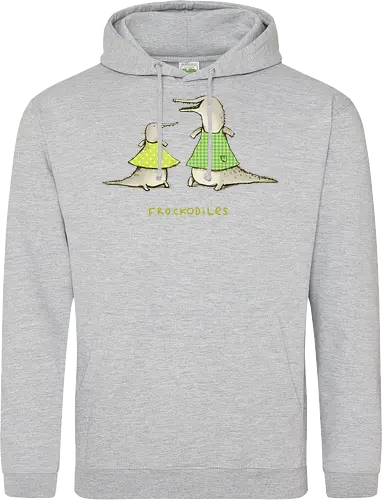 Zwei Graue Krokodile Bunte Kleider Süßes Wortspiel - Krokodile in bunten Kleidern, tierisches Wortspiel, Punkte Karo Krokodil, tierische Humor Illustration, handgefertigte Skizzen Kunst, süßes Mode Krokodil, kreativer Tier Druck, visueller Humor Tier, Krokodil Liebhaber Geschenk, lustiges Tier Shirt, limegrünes Krokodil, handgezeichnete Tier Kunst, englisches Tier Wortspiel, elegante Tier Illustration, kreativer Humor Druck - Standard Hoodie