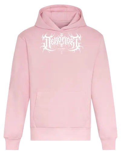NekoMort Death Metal Logo - neko, cat, death cat, shinigami, skull cat, metal cat, death metal, deathcore, satanic, satanic cat, goth, goth cat, gothic, dark art, metal logo, death metal logo, deathcore font, underground, black work, rebel cat, japanese metal, kanji, japan, japanese - Heavyweight Hoodie