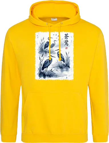 Blauer Kranich – Japanische Zen Aquarellkunst