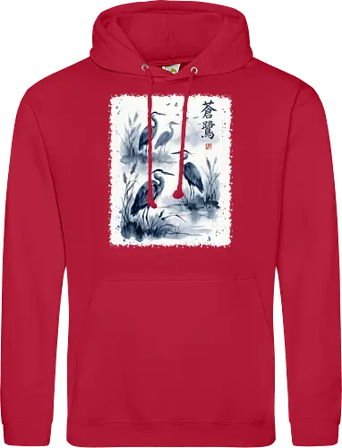 Blauer Kranich – Japanische Zen Aquarellkunst