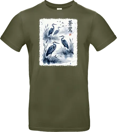 Blauer Kranich – Japanische Zen Aquarellkunst