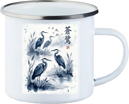 Blauer Kranich – Japanische Zen Aquarellkunst