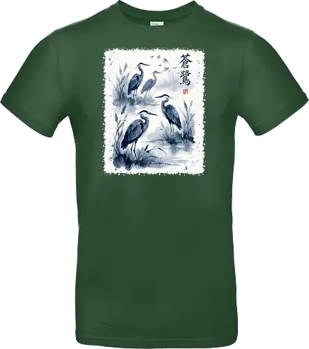 Blauer Kranich – Japanische Zen Aquarellkunst