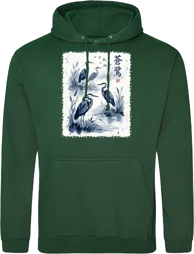 Blauer Kranich – Japanische Zen Aquarellkunst