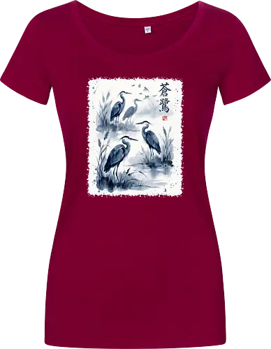 Blauer Kranich – Japanische Zen Aquarellkunst