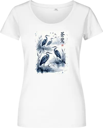 Blauer Kranich – Japanische Zen Aquarellkunst