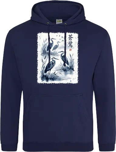Blauer Kranich – Japanische Zen Aquarellkunst