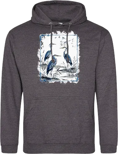 Minimalistischer Blaureiher – Japanische Aquarell Vogelkunst - Blaureiher, Reiher, Minimalismus, Japanische Kunst, Sumi-e, Aquarell, Vogelmotiv, Zen, Naturkunst, Asiatisches Design, Wildlife, Wandkunst, Ink Painting, Vogel Illustration, Japan Stil - Standard Hoodie