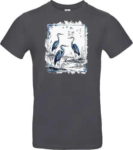 Minimalistischer Blaureiher – Japanische Aquarell Vogelkunst - Blaureiher, Reiher, Minimalismus, Japanische Kunst, Sumi-e, Aquarell, Vogelmotiv, Zen, Naturkunst, Asiatisches Design, Wildlife, Wandkunst, Ink Painting, Vogel Illustration, Japan Stil - Standard T-Shirt
