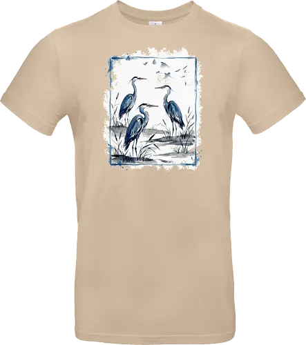 Minimalistischer Blaureiher – Japanische Aquarell Vogelkunst - Blaureiher, Reiher, Minimalismus, Japanische Kunst, Sumi-e, Aquarell, Vogelmotiv, Zen, Naturkunst, Asiatisches Design, Wildlife, Wandkunst, Ink Painting, Vogel Illustration, Japan Stil - Standard T-Shirt