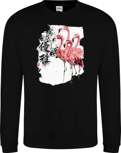 Flamingos – Japanischer Zen Aquarellstil