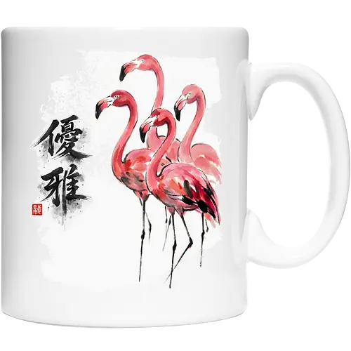 Flamingos – Japanischer Zen Aquarellstil