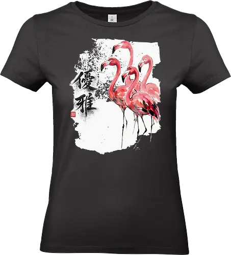 Flamingos – Japanischer Zen Aquarellstil