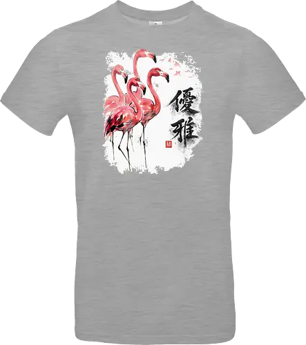 Elegante Flamingos – Japanische Tuschemalerei & Aquarell