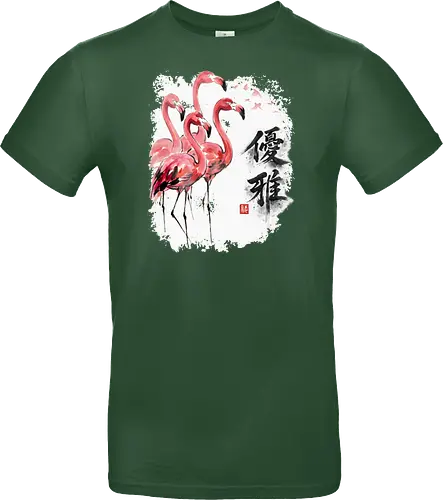 Elegante Flamingos – Japanische Tuschemalerei & Aquarell