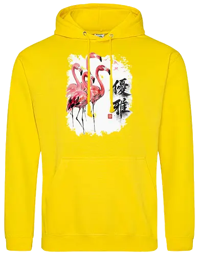 Elegante Flamingos – Japanische Tuschemalerei & Aquarell