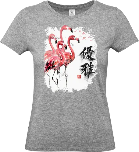 Elegante Flamingos – Japanische Tuschemalerei & Aquarell