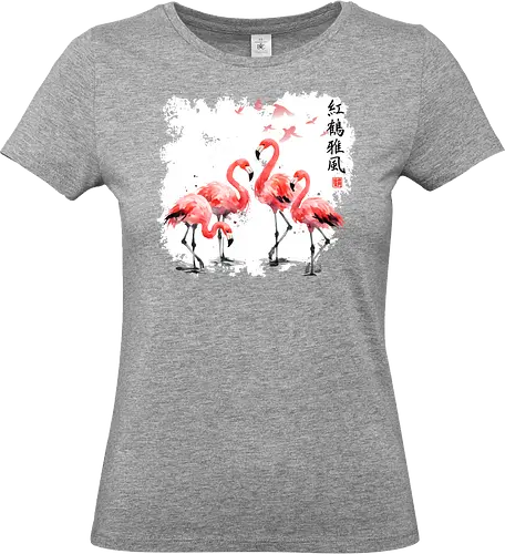 Rosa Flamingos – Japanische Aquarell Vogelkunst