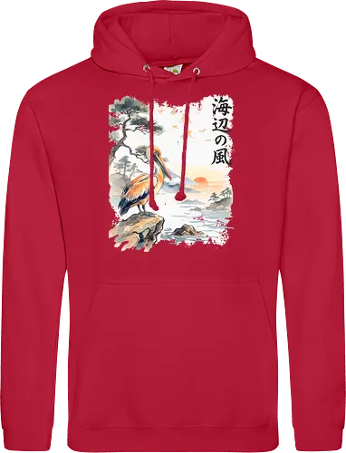 Japanischer Küstenvogel – Sumi-e Landschaft & Naturkunst